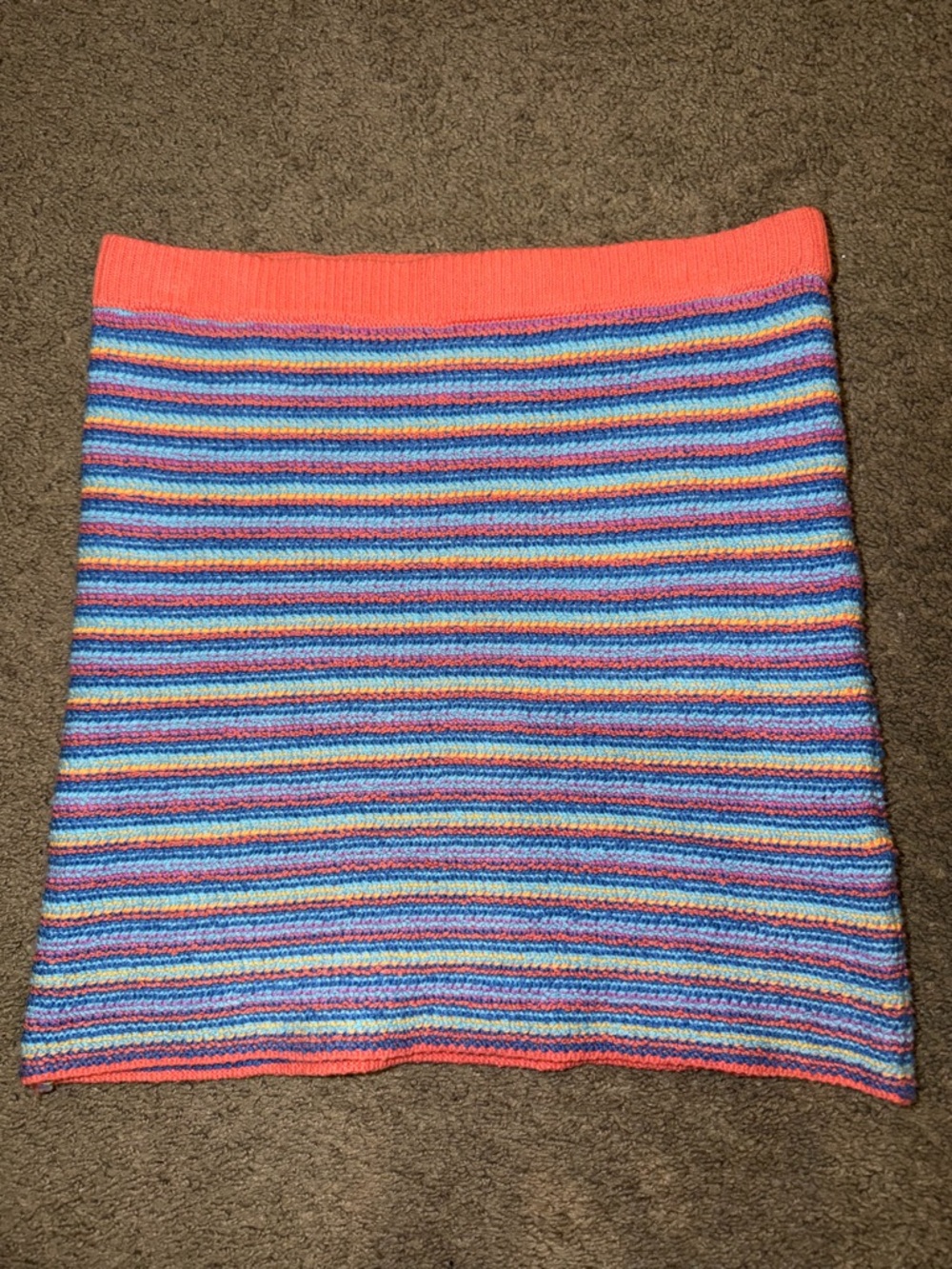 American Eagle Outfitters Coral Waistband Multicolor Striped Mini Skirt